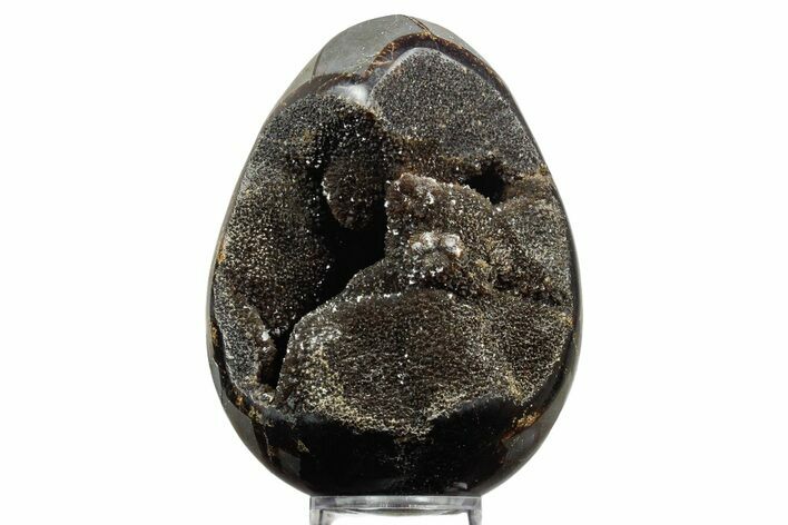 Septarian Dragon Egg Geode - Sparkly Black Crystals #356150